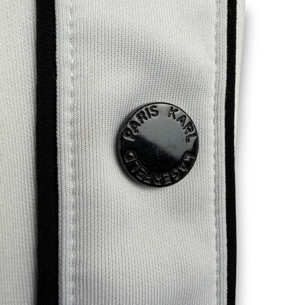Karl Lagerfeld Paris Sweatpants Unisex L White Snap Button Side Stripe Joggers - Picture 9 of 12